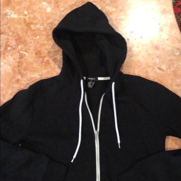 Men’s FOREVE 21 black zip up hooded jacket XS - Picture 2 of 4